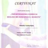 Certyfikat - Trójwymiarowa korekcja skolioz wg. Koncepcji K. Schroth
